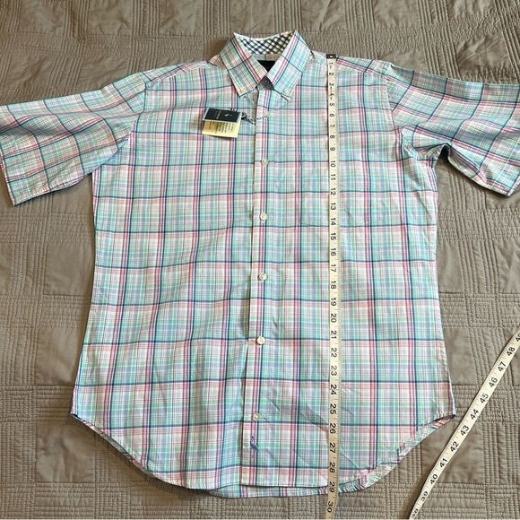 NEW Tailorbyrd Collection Mens Plaid Short Sleeve Button Up Shirt Size S - Picture 9 of 11